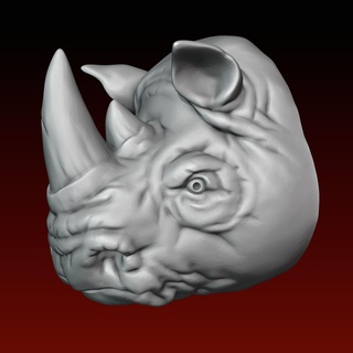 rhino head sldprt rhinoceros animal stylized styled stud cufflink hippopotamus hippo black white asian african indian 3d print model - Mito3D