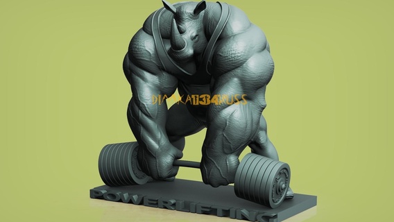 Nashorn Hulk Mutant dimka134russ stl Wunder Comics Statue Tier 3d Drucken Powerlifting Bodybuilding Sport Crossfit 3d print model - Mito3D