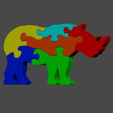 rhino jigsaw puzzle game rhinoceroses kids animal kid toy animals children toys child nature collection print 3d stl obj 3d print model - Mito3D