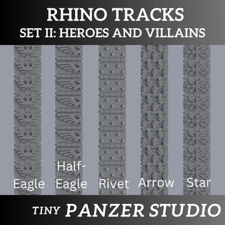 rhino replacement track set ii heroes villains Game 42k grimdark space tank treads converison bits predator marine 3d print model - Mito3D