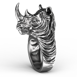 rhino ring rhinoceros animal mammal big africa savannah zoo horn rinoceros horns jewel jewelry nature printable rings 3d print model - Mito3D