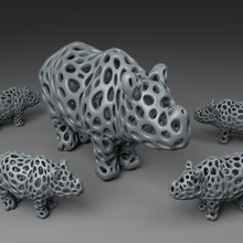 rhino voronoi de estilo jogo animais 3d print model - Mito3D