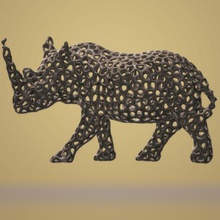rhino voro a arte estátua de voronoi safari animais decoração casa 3d print model - Mito3D