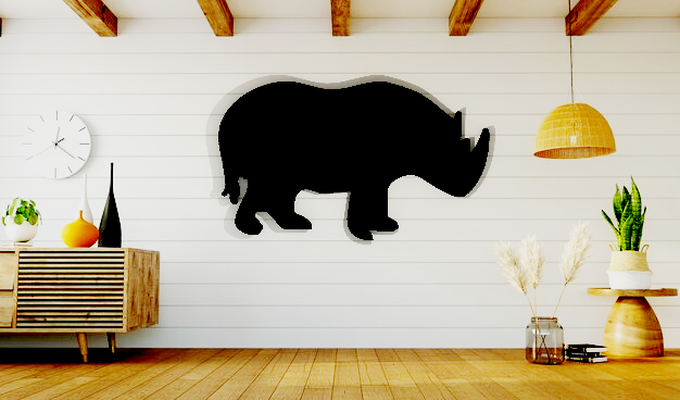 rinoceronte pared arte 3d print model - Mito3D