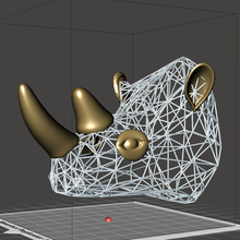 rinoceronte wireframe 3d escultura 3d print model - Mito3D