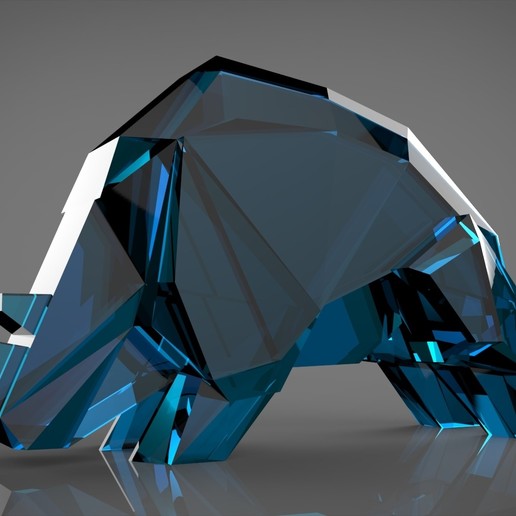 rhinoc ros low poly art di stampa poli resine cast polygone rhinoceros rhino 3D print model - Mito3D