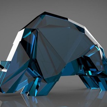 rhinoc ros low poly art di stampa poli resine cast polygone rhinoceros rhino 3d print model - Mito3D