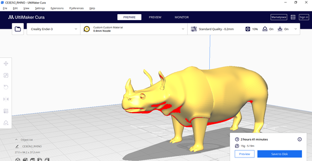 rinoceronte animale giocattolo alto poli fauna selvatica 3d print model - Mito3D