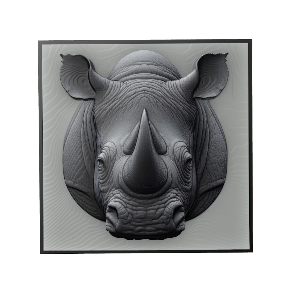 gergedan hayvan rahatlama sanat hayvanlar yeggi mito3d büst google kolye madalyon animal relief wall art duvar 3D print model - Mito3D