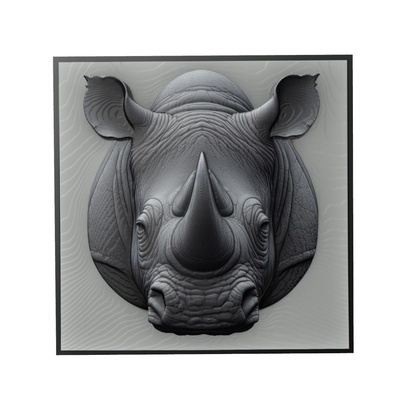 rinoceronte animale sollievo arte animali yeggi mito3d fallimento google ciondoli medaglione animal relief wall art parete 3d print model - Mito3D