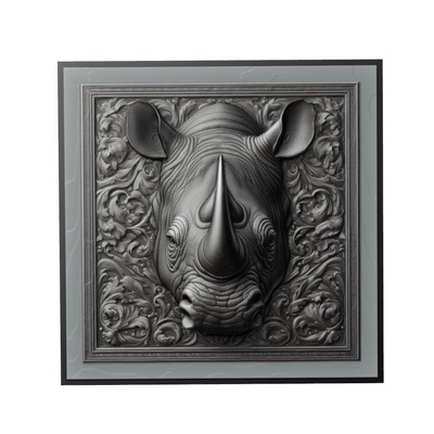 gergedan hayvan rahatlama sanat hayvanlar yeggi mito3d büst google kolye madalyon animal relief wall art duvar 3d print model - Mito3D