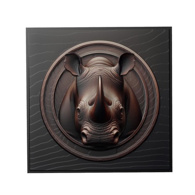 gergedan hayvan rahatlama sanat hayvanlar yeggi mito3d büst google kolye madalyon animal relief wall art duvar 3d print model - Mito3D