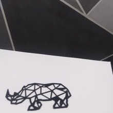 rhinoceros geometric decoration geometry geometrized rhino animal africa room canteen figure 3d print model - Mito3D
