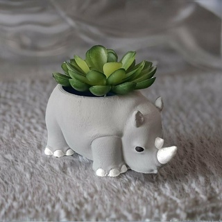 rhinoceros pot succulents garden decoration plants print place without brackets printing site 3d print model - Mito3D