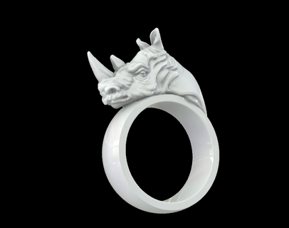 Nashorn Ring Tier Tiere Gold 3d print model - Mito3D