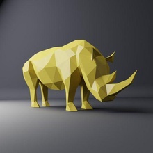 rinoceronte scultura arte astratto geometrico interni statua design figura forma polyart lowpoly animale 3dprint natura sculture 3d print model - Mito3D