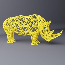 rinoceronte scultura arte astratto geometrico interni statua design figura forma polyart lowpoly animale 3dprint natura sculture 3d print model - Mito3D