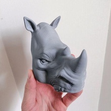 rhinocéros mur pendaison art pendentif animal sauvage décoration sculpture 3d print model - Mito3D