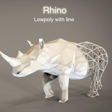 rhino lowpoly+línea arte 3d print model - Mito3D