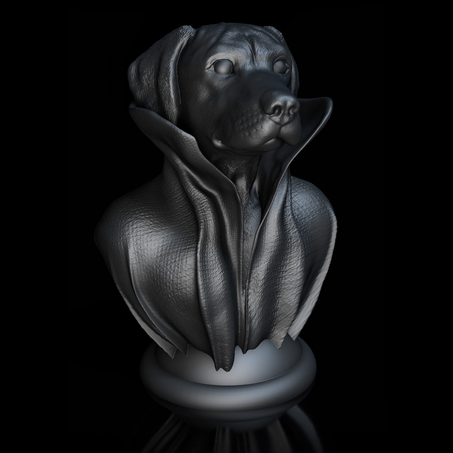 rhodesian ridgeback -with collar cape on pedestal rhodesianridgeback dog sculpture animal figure design art queisser highpolygon 3dmodel qu3d 3d decoration gift 3D print model - Mito3D