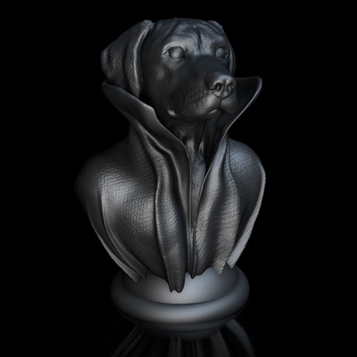 rhodesian ridgeback -with collar cape on pedestal rhodesianridgeback dog sculpture animal figure design art queisser highpolygon 3dmodel qu3d 3d decoration gift 3d print model - Mito3D