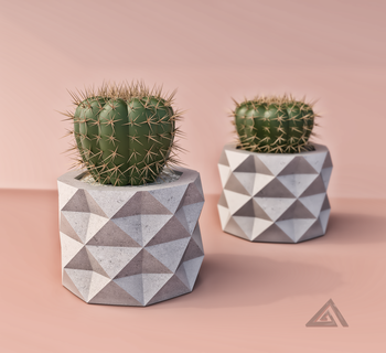 rhombus pattern flower pot mold plant concrete art low poly life sacret geometry 3d print model - Mito3D