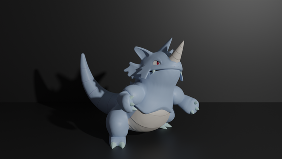 vau Pokémon 3d impressão modelo Rhyhorn rhyperior terra Rocha pokedex pokebola cinza Pikachu eevee monstro rinoceronte 3d print model - Mito3D
