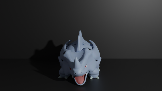 Rhyhorn Pokémon 3d impressão modelo vau rhyperior terra Rocha pokedex pokebola cinza Pikachu eevee monstro rinoceronte 3d print model - Mito3D