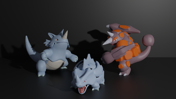 Rhyhorn vau rhyperior 3d impressão modelo terra Rocha Pokémon pokedex pokebola cinza Pikachu eevee monstro rinoceronte 3d print model - Mito3D