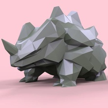 rhyhornlow-poly pokemon game animal toy low poly lowpoly art 3d print collection 3d print model - Mito3D
