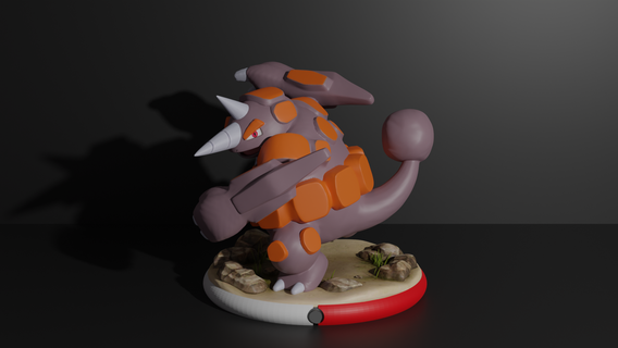 gergedan pokemon 3d Yazdır model Rhyhorn Ford zemin Kaya pokedex pokeball kül Pikaçu Eevee canavar 3d print model - Mito3D
