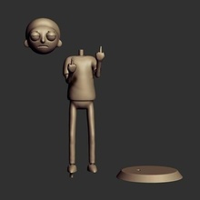 Rick morty mezzo dito figurina statua divertente 3d print model - Mito3D