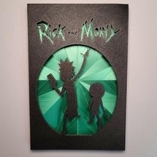 rick morty silhouette 2 cartoons and adult art wall hanging home decor 3d print model - Mito3D