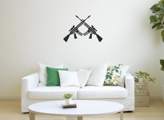 rifles parede decoração arte casa enfeite 2d 2dart wall2d rifle m4 m16 3d print model - Mito3D