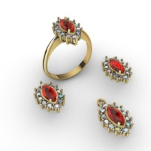 ring-ring-ring 8x4 ring pendant earrings rosette marqueza ladies game set 3d print model - Mito3D