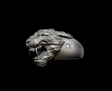 ring Jewelry jewerly silver panther fingerring cougar 3d print model - Mito3D