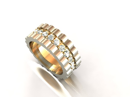 anel joalheria orelha ouro impressão prata moda gema flor jóias 3d print model - Mito3D
