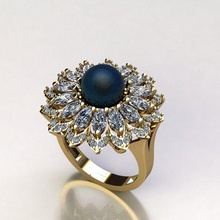 anillo 11 joyería joya diamante piedra plata oro 3dprint Moda imprimible flores hombres mujer bodas perla 3d print model - Mito3D