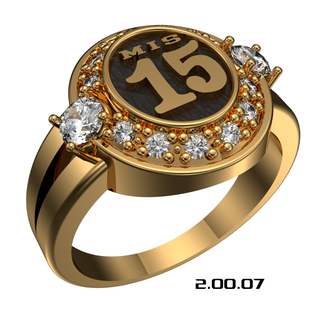 Ring 15 Name fünfzehn Gold Silber Diamanten 3d print model - Mito3D