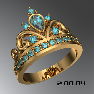 ring 15 teardrop tear stone stones jewelry fifteen crown gold silver gems 3d print model - Mito3D