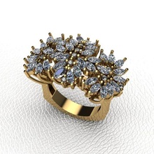 ring 40 jewelry jewellery gold silver 3dprint printable 3dmodel fashion jewel flowerring goldring stone dimond ruby marquise diamond gem wedding 3d print model - Mito3D