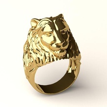 ring 54 jewelry diamond stone jewellery silver gold 3dprint fashion printable men's christmas school men lion head animal 3d print model - Mito3D