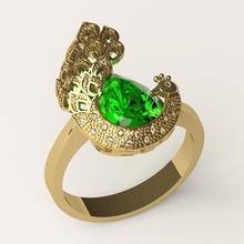 ring 58 jewelry diamond stone jewellery silver gold 3dprint fashion printable peacok 3d print model - Mito3D