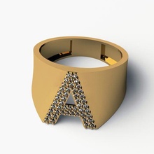 ring 69 jewelry diamond stone jewellery silver gold 3dprint fashion printable alphabet font 3d print model - Mito3D