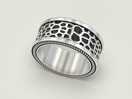 bague 704 bijoux impression 3dprinted imprimable anneaux conception bijou d'or or prototypage argent mariage motard noircissement texture 3d print model - Mito3D