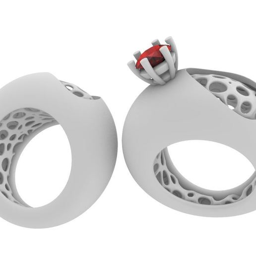 anneau de ab bijoux rhino sauterelle voronoi l'anneau 3D print model - Mito3D