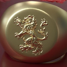 ring arms brabant jewelry signet grommet emblem belgium pounding 3d print model - Mito3D