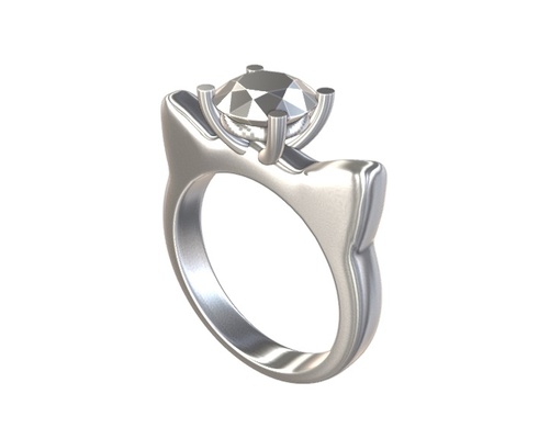 ring cat diamond jewelry 3d print model - Mito3D