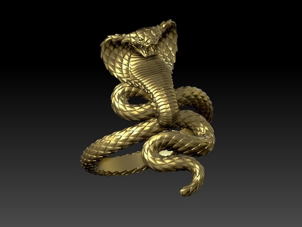 bague cobra serpent vipère boa imprimante or argent bijoux anneaux boucles d'oreilles 3d print model - Mito3D
