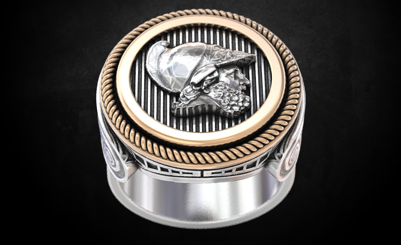 bague monnaie grec 124 3dprinted conception mode or d'or bijou bijoux impression imprimable prototypage anneaux argent 3D print model - Mito3D